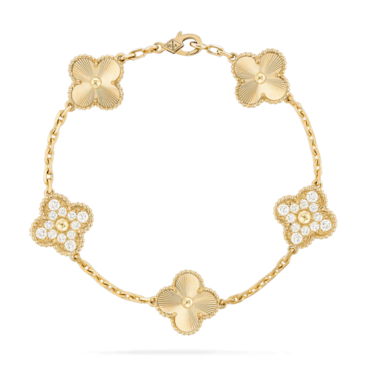 [Rosla Jewelry]CLOVER BRACELET 5 MOTIFS GOLD DIAMOND